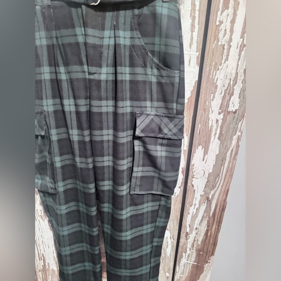 Free People Plaid Cropped Pants Green Size 4 - Picture 5 of 11